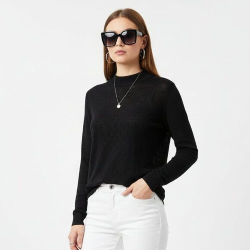 Murano 100% Silk Long Sleeve Mock Turtleneck Sweater NEW M